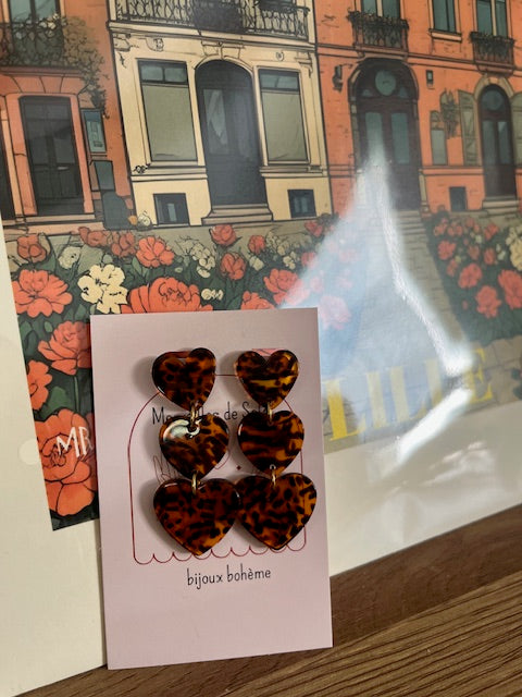 Boucles d'oreilles • PARIS • triple terrazzo ambré