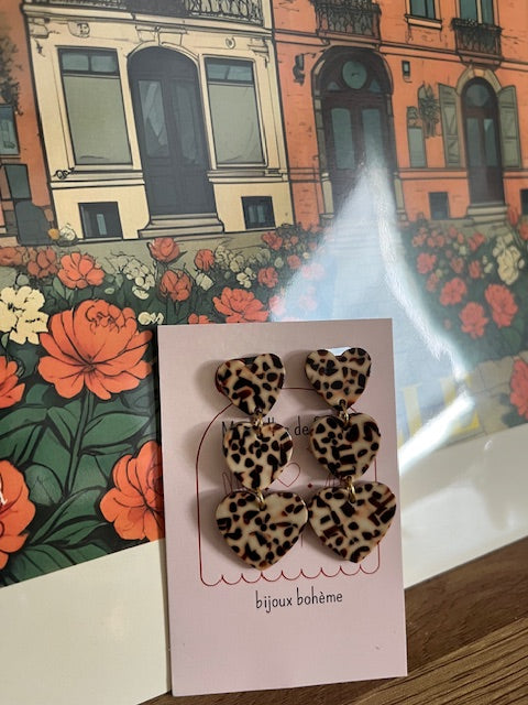 Boucles d'oreilles • PARIS • triple terrazzo beige