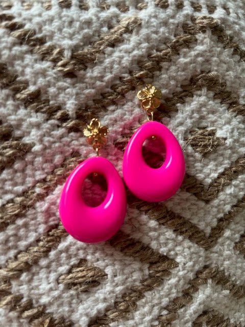 Boucles d'oreilles ·BROOKLYN· ROSE FLUO