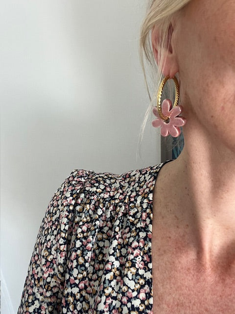 Boucles d'oreilles ·BENIDORM· XXL Bois de Rose