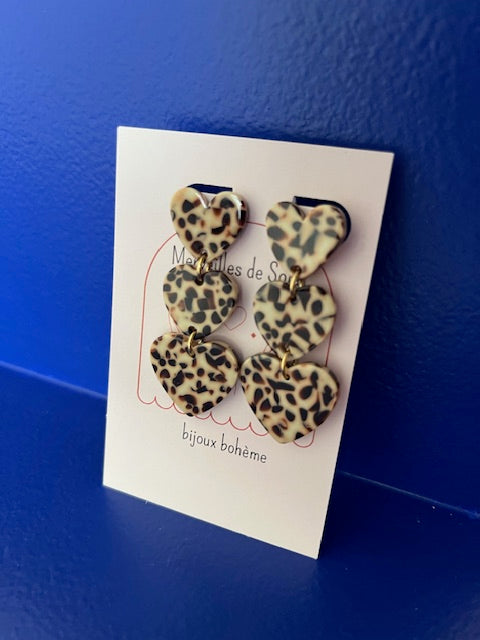 Boucles d'oreilles • PARIS • triple terrazzo beige