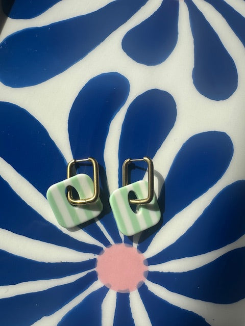 • Créoles VENISE • Vert/Blanc