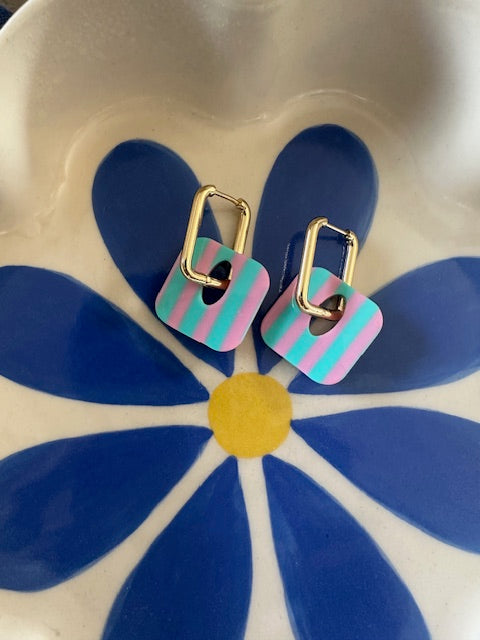 • Créoles VENISE • Bleu et Rose