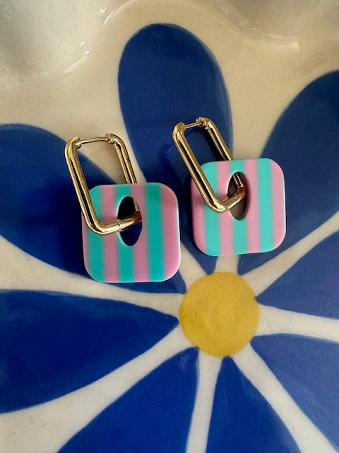 • Créoles VENISE • Bleu et Rose
