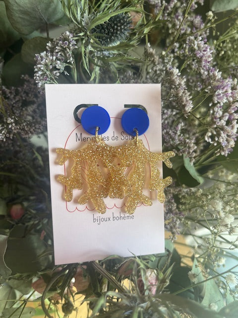 Boucles d'oreilles ·MALLORCA· Bleue dorée